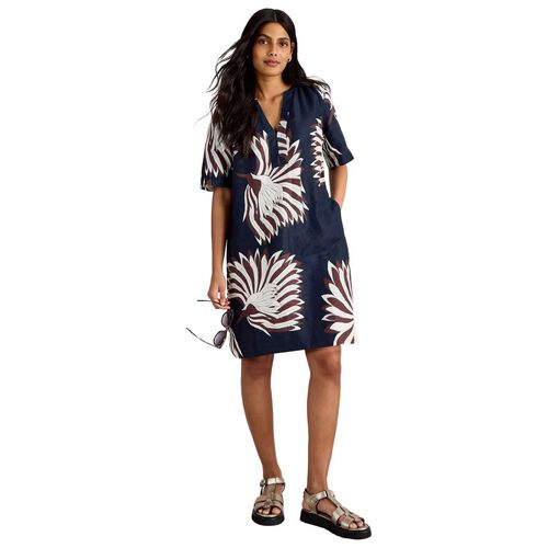 White Stuff June Linen Print Dress